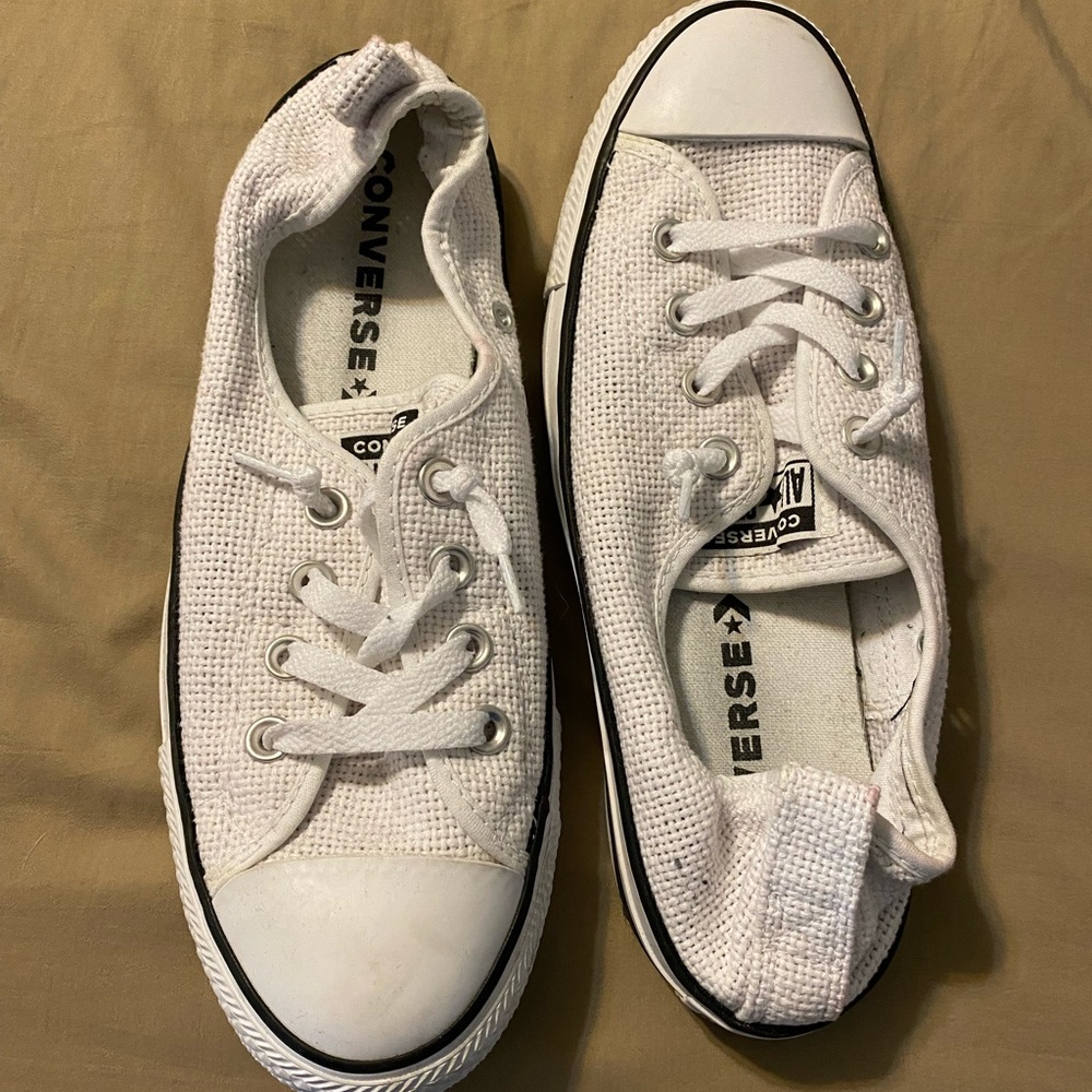 White Converse slip on sneakers